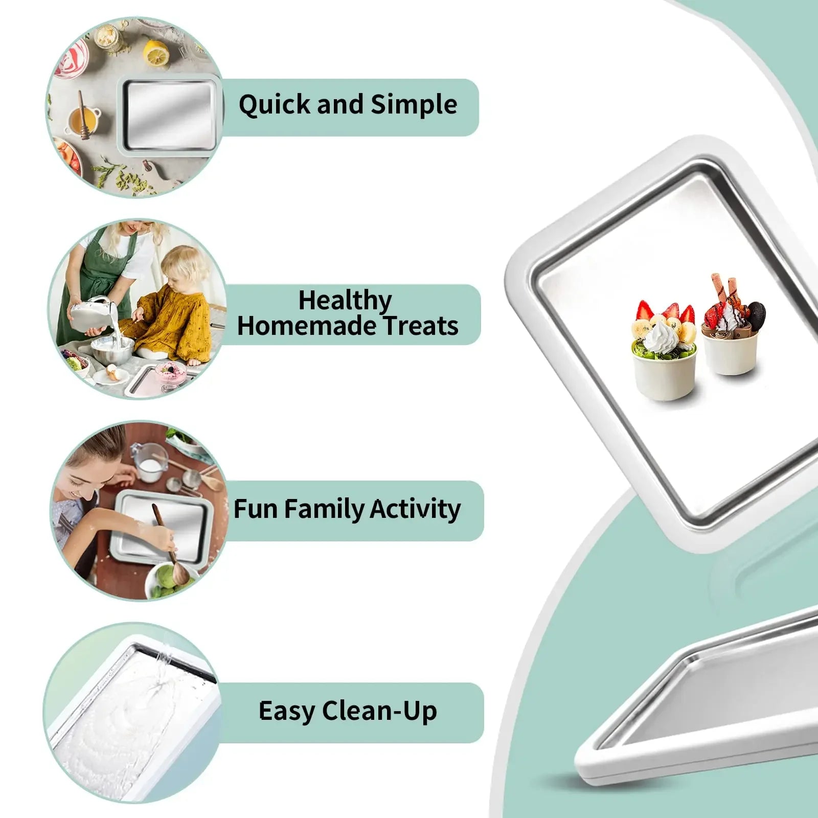 Household DIY Rolled Fried Ice Cream Maker Multifunctional Cold Sweet Ice Pan Frozen Yogurt Gelato Machine Homemade Frozen Desse